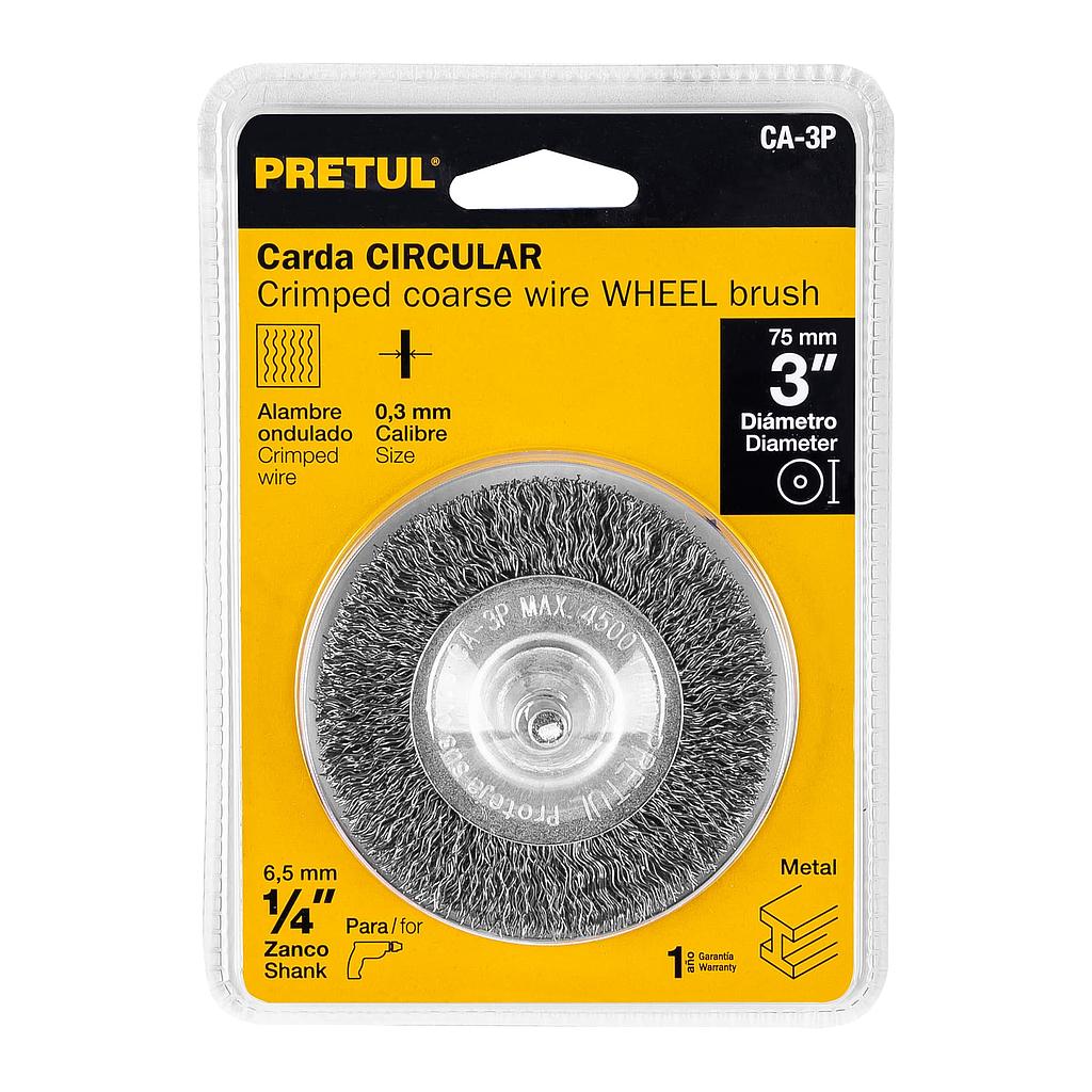CARDA CIRCULAR 3" ALAMBRE GRUESO PARA TALADRO  PRETUL