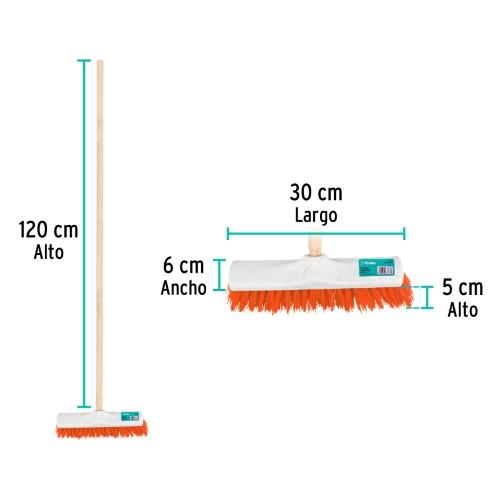 CEPILLO PARA BARRER CERDA RIGIDA DE 30 CM BASTON DE MADERA