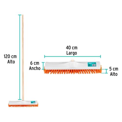 CEPILLO PARA BARRER CERDA RIGIDA DE 40 CM BASTON DE MADERA