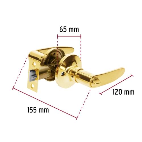 CERRADURA MANIJA TURN RECAMARA LATON BRILLANTE CIL LATON