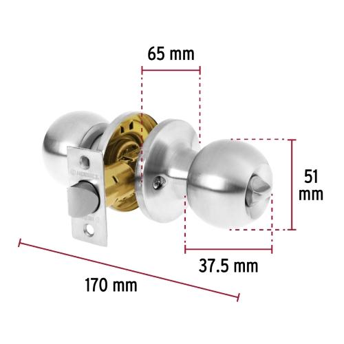 CERRADURA TIPO ESFERA TUBULAR BAÑO CROMO HERMEX BASIC