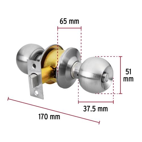 CERRADURA TIPO ESFERA CILINDRICO CROMO PARA BAÑO BASIC HERMEX