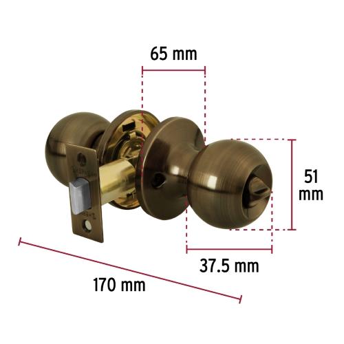 CERRADURA TIPO ESFERA TUBULAR BAÑO ANTIGUO HERMEX BASIC