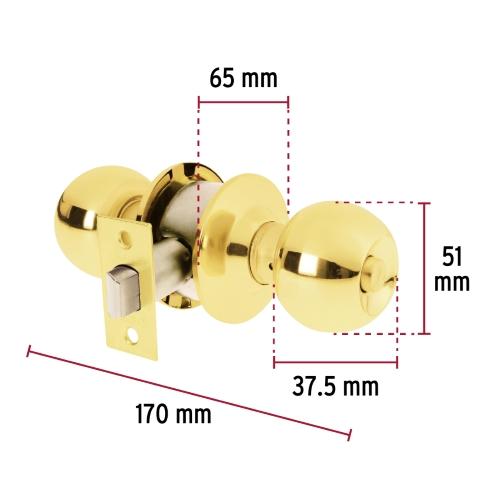CERRADURA TIPO ESFERA CILINDRICO BAÑO BRILLANTE BASIC