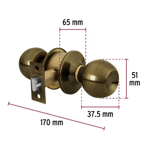 CERRADURA TIPO ESFERA CILINDRICO LATON ANTIGUO PARA ENTRADA BASIC HERMEX