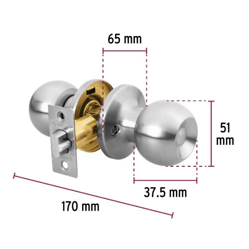 CERRADURA TIPO ESFERA TUBULAR ENTRADA CROMO HERMEX BASIC