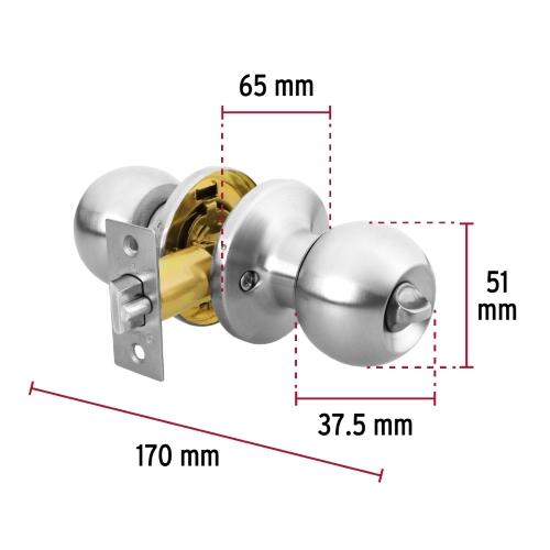 CERRADURA TIPO ESFERA TUBULAR CROMO PARA RECAMARA BASIC HERMEX