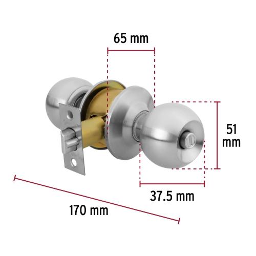 CERRADURA TIPO ESFERA CILINDRICO CROMO PARA  RECAMARA BASIC HERMEX