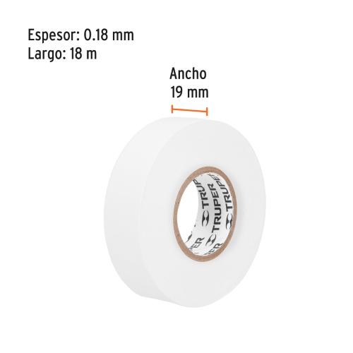 CINTA DE AISLAR BLANCA 19MMX18MT TRUPER