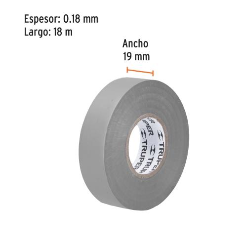 CINTA DE AISLAR GRIS 19MMX18MT TRUPER