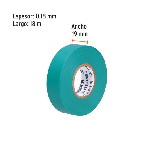 CINTA DE AISLAR VERDE 19MMX18MT TRUPE
