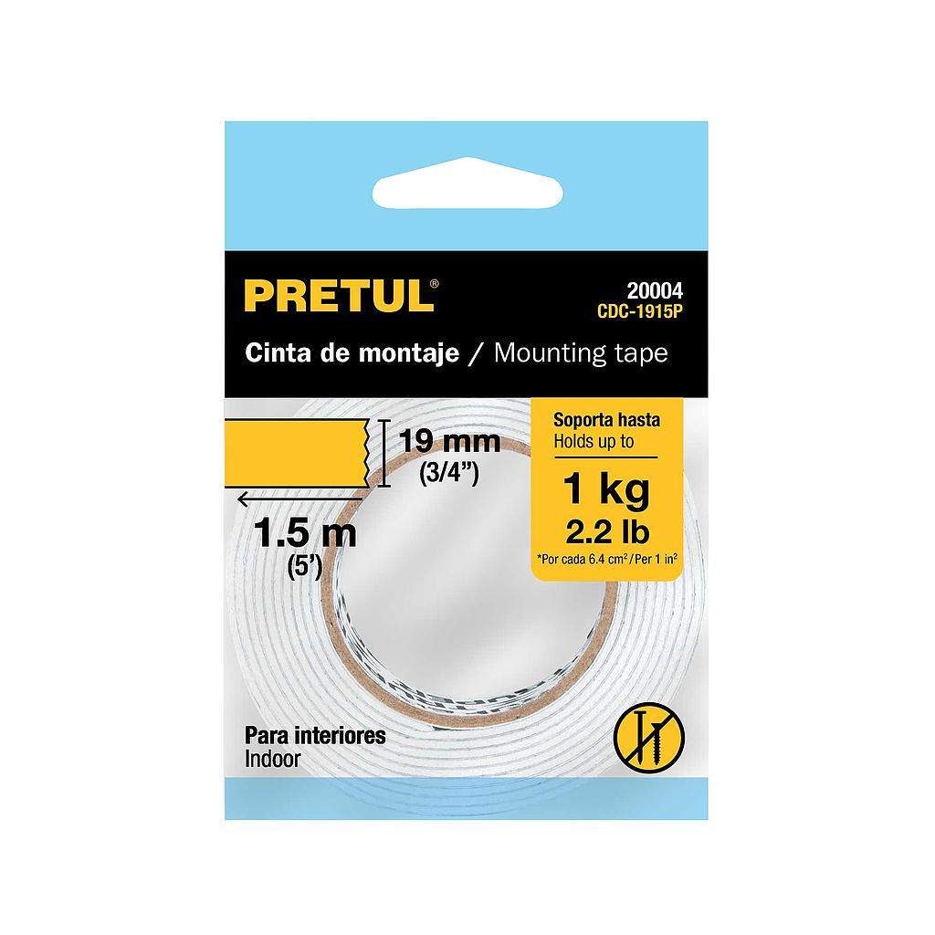 CINTA DE MONTAJE 19MMX1.5MT PRETUL
