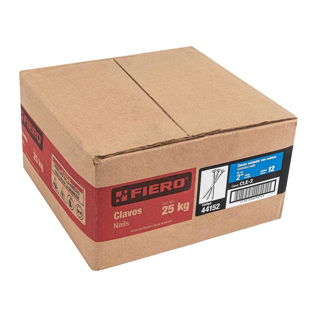 CLAVO ESTANDAR DE 2" CON CABEZA EN CAJA DE 25 kg FIERO