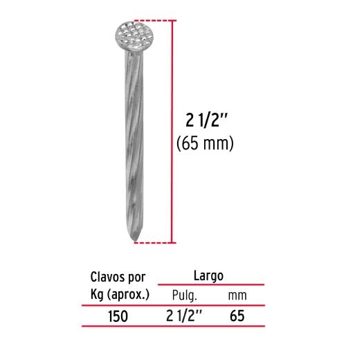 CLAVO P/CONCRETO 21/2 BOLSA 1KG GALVANIZADO