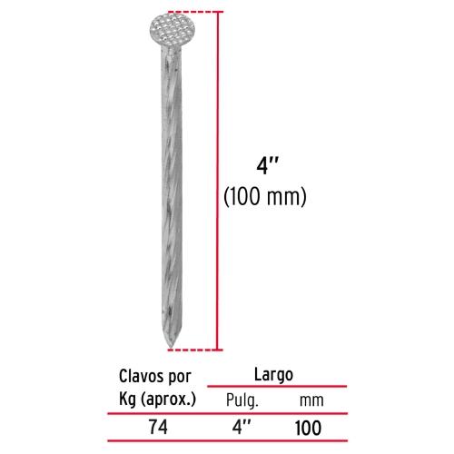 CLAVO P/CONCRETO 4 BOLSA 1KG GALVANIZADO