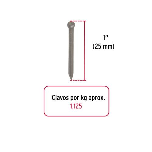 BOLSA CON 1 KG DE CLAVO ESTANDAR 1 Plg. SIN CABEZA FIERO