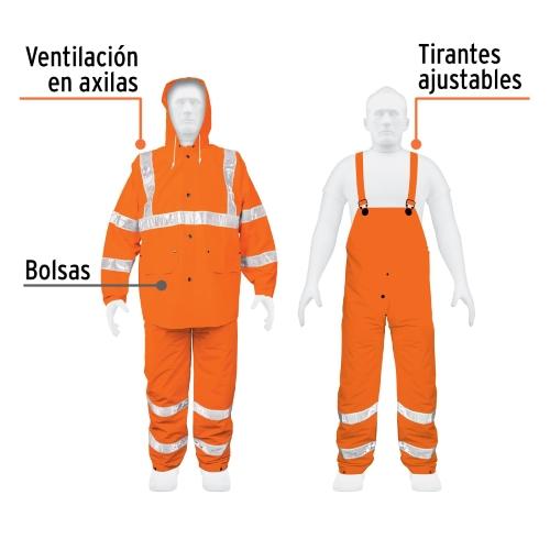 CONJUNTO IMPERMEABLE MED NARANJA C/REFLE