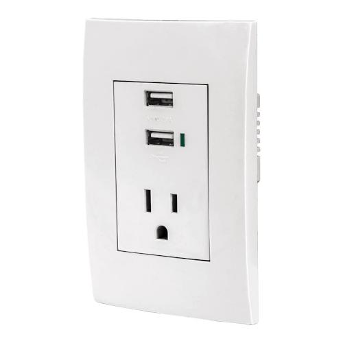 CONTACTO 2 POLOS+TIERRA C/2PUERTOS USB