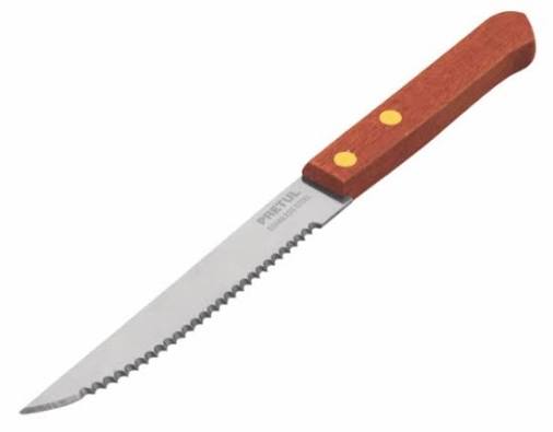 CUCHILLO CON SIERRA PARA ASADO 5" MANGO DE MADERA  PRETUL
