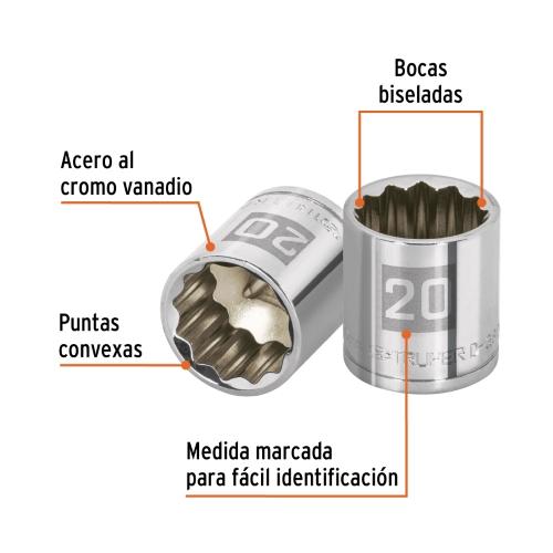 DADO CORTO 20MM 12 PUNTAS CUADRO 3/8 TRUPER