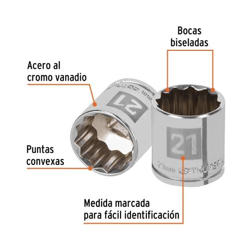 DADO CORTO 21MM 12 PUNTAS CUADRO 3/8 TRUPER