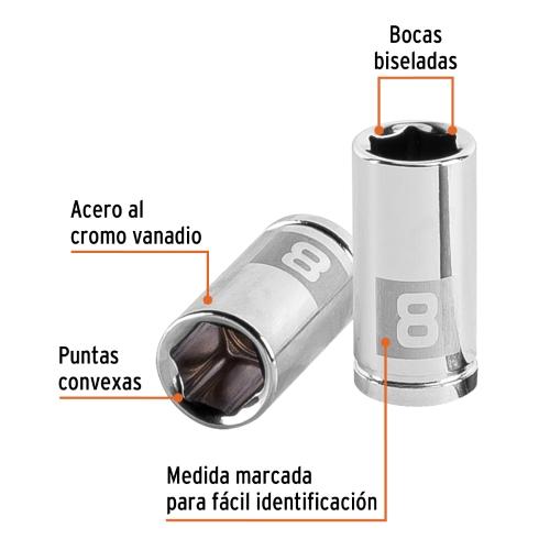 DADO 6 PUNTAS 8MM CUADRO 1/4 TRUPER