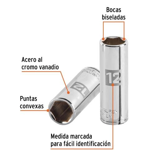 DADO LARGO 6 PUNTAS 12MM CUADRO 1/4 TRUP