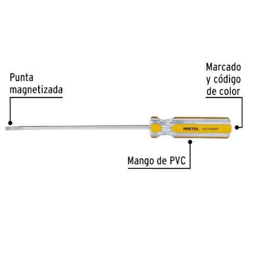 DESARMADOR CABINET PLANO 3/16X6 PRETUL