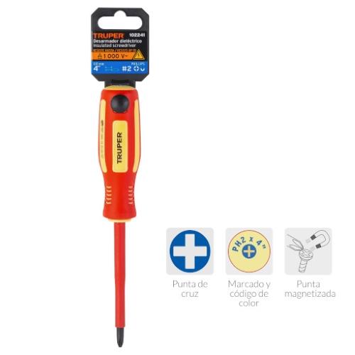 DESARMADOR CRUZ 1/4X4 DIELECTRICO TRUPER