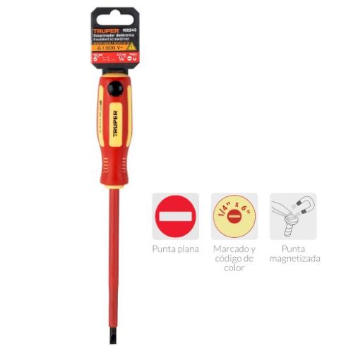 DESARMADOR DIELECTRICO PLANO 1/4" X 6" TRUPER