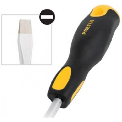 DESARMADOR PLANO 1/4" X 8" MANGO COMFORT GRIP  PRETUL