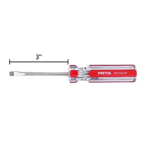 DESARMADOR PLANO 3/16" X 3" MANGO DE PVC  PRETUL