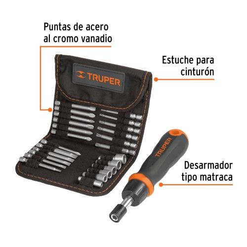 DESARMADOR T/MATRACA C/18 PUNTAS Y 6 DADOS TRUPER
