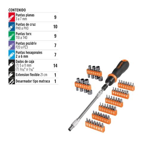DESARMADOR T/MATRACA Y PUNTAS 58 PZ