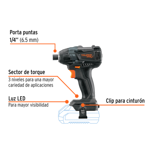DESTORNILLADOR D/IMPACTO INALÁMBRICO 1/4, 20V, S/ACCESORIOS