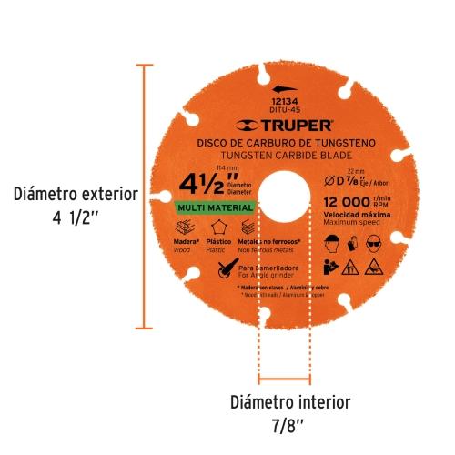 DISCO CARBURO TUNGSTENO 41/2 MULTIMATER
