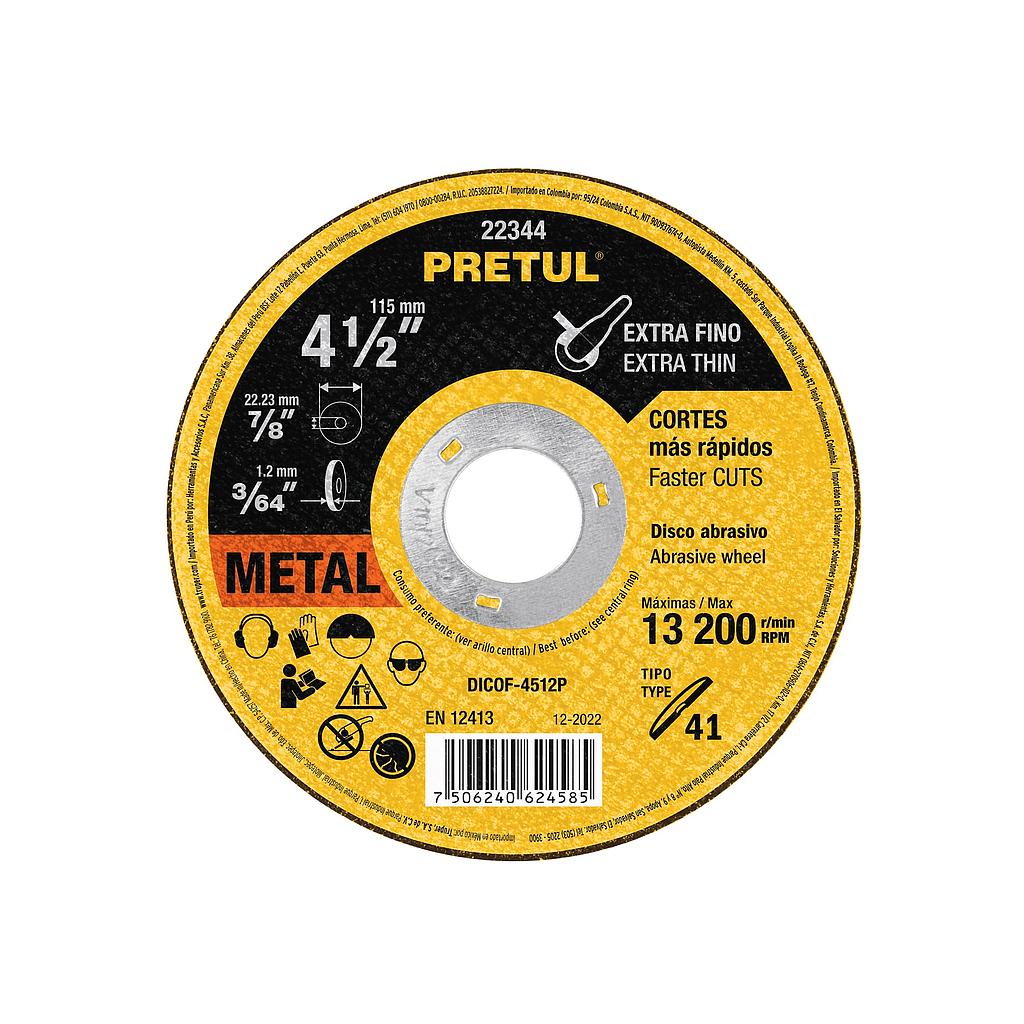 DISCO CORTE EXTRAFINO METAL 41/2 1.2MM