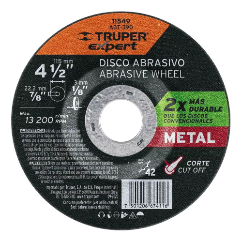 DISCO TIPO 27 DE 4-1/2" X 6.4 mm DESBASTE DE METAL EXPERT