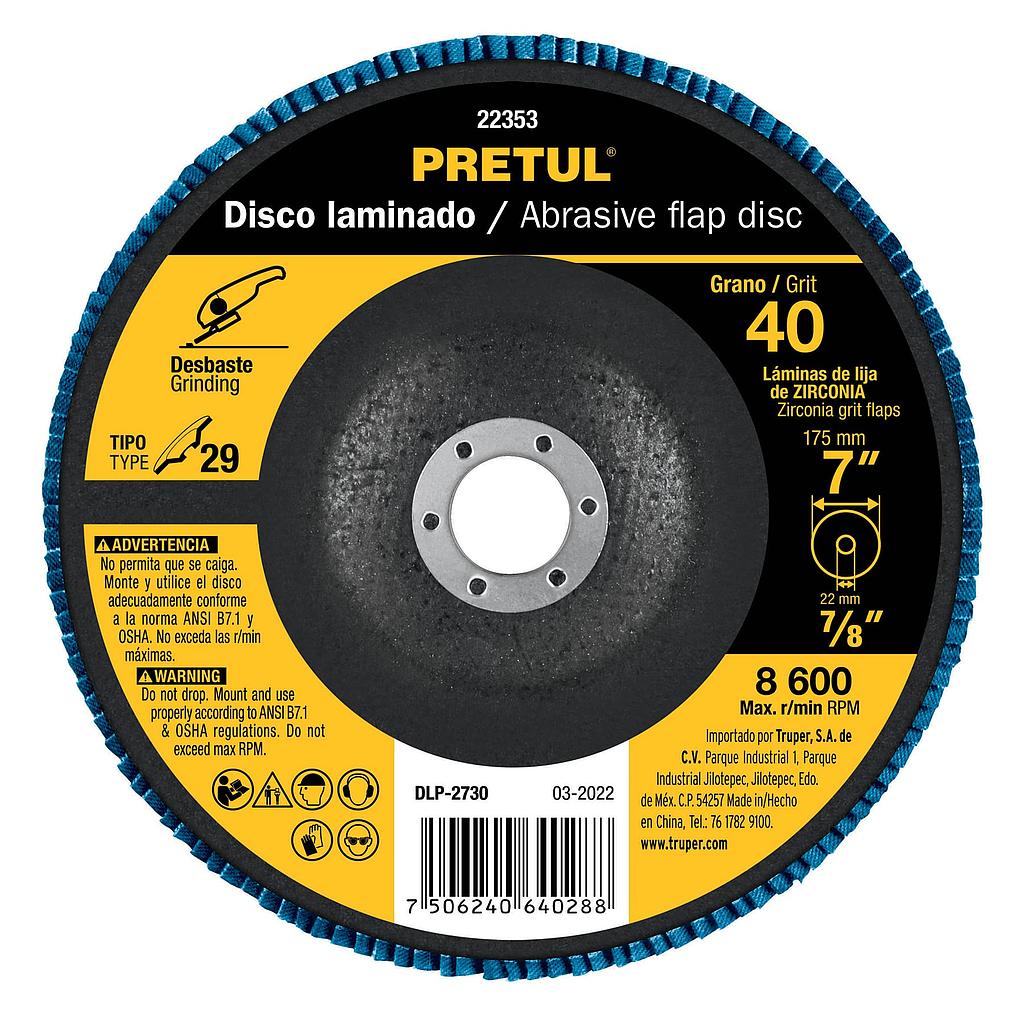 DISCO LAMINADO 7 GRADO 40 PRETUL