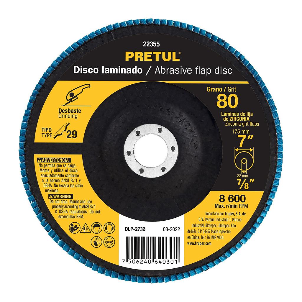 DISCO LAMINADO 7 GRADO 80 PRETUL