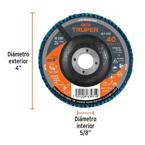 DISCO LAMINADO G-40 DIA.4 CEN.5/8 TRUPER