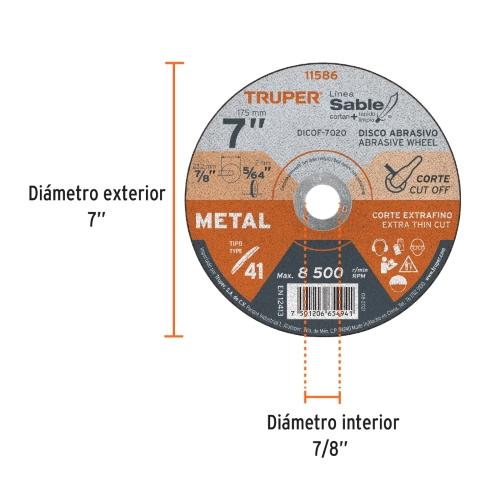 DISCO P/CORTE EXTRA FINO METAL 7 TRUPER (DICOF-7020)