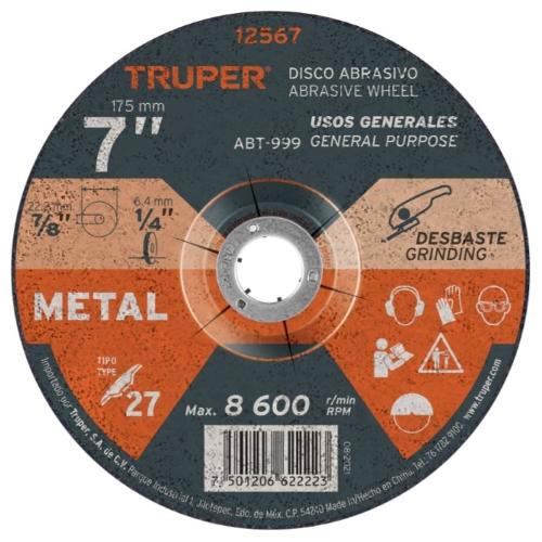 DISCO P/DESBASTE DE METAL 7 TRUPER