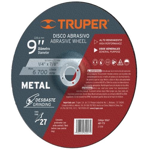 DISCO P/DESBASTE METAL 9 TRUPER