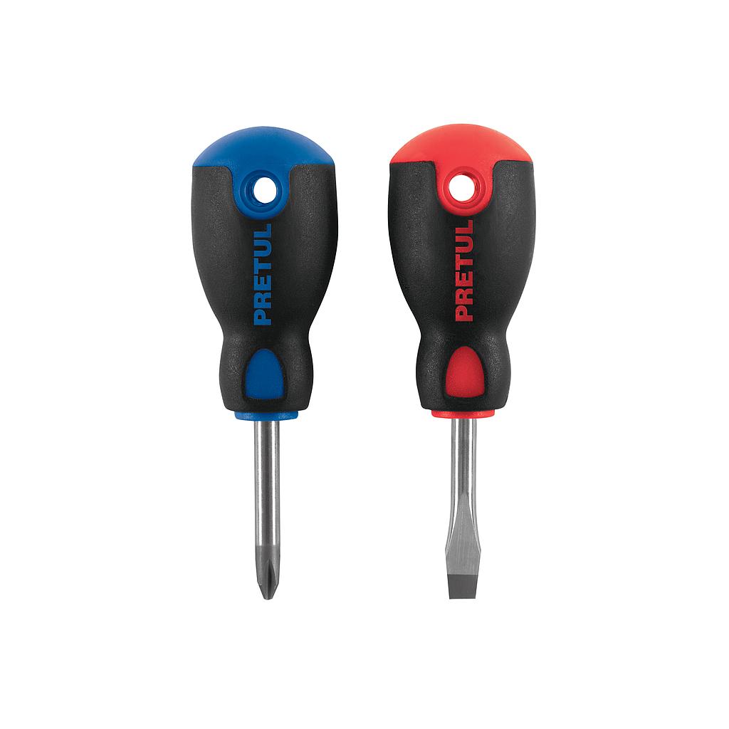 DÚO DE DESARMADORES 1/4" X 1-1/2" MANGO COMFORT GRIP  PRETUL
