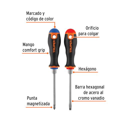 DUO DESARMADOR 3/16X4 PLANO/CRUZ COMFORT TRUPER