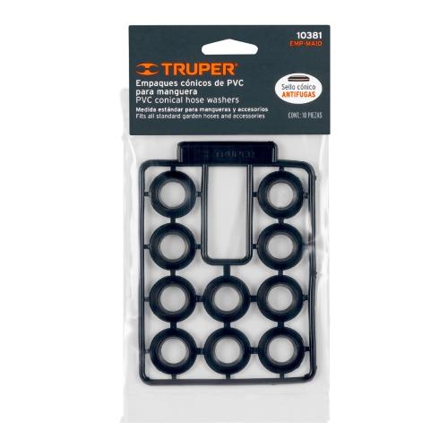 BOLSA CON 10 EMPAQUES DE PVC ANTIFUGA PARA MANGUERA TRUPER
