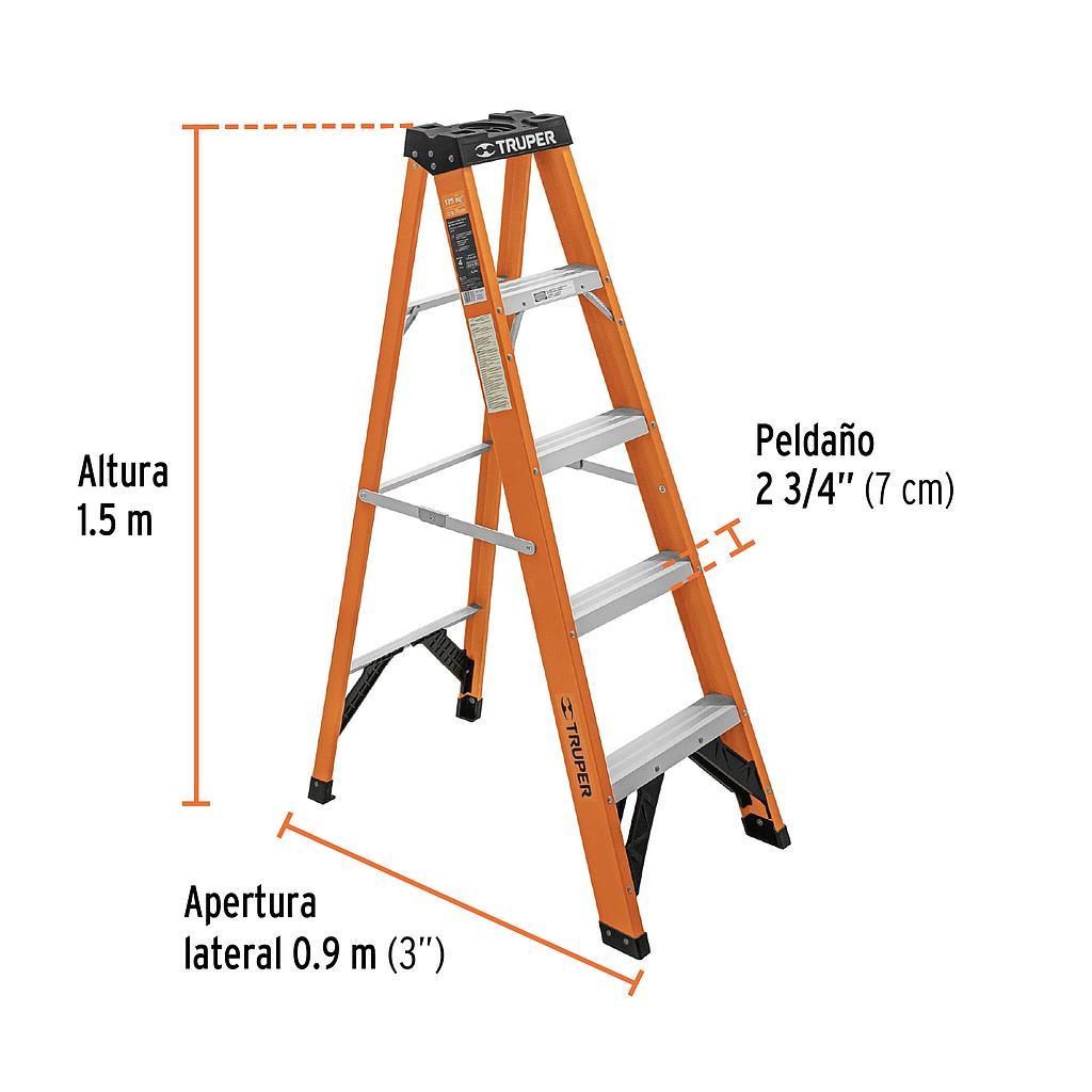 ESCALERA DE TIJERA TIPO LL 4 PELDAÑOS FIBRA DE VIDRIO