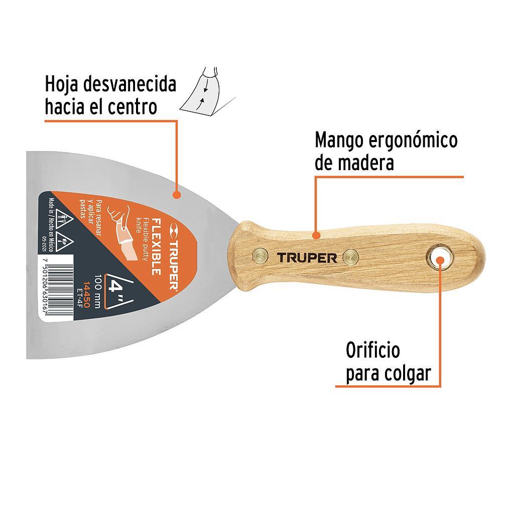 ESPATULA FLEXIBLE 4" CON MANGO DE MADERA TRUPER
