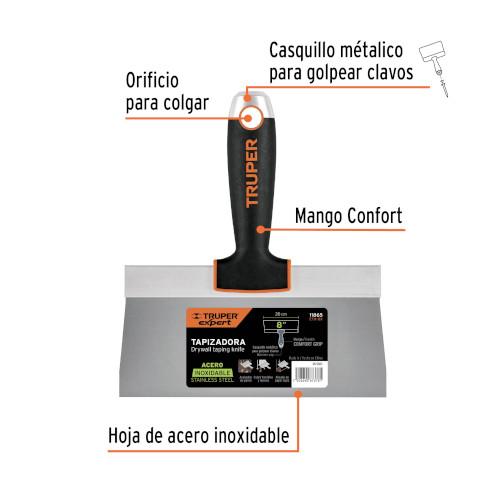 ESPATULA TAPIZADORA 8" ACERO INOX TRUPER